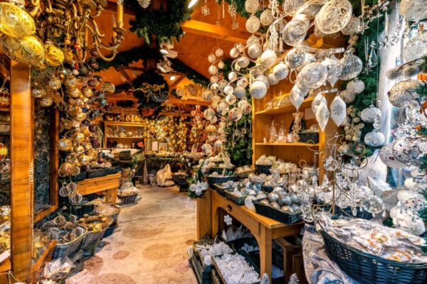Shop decorated for christmas holidays in vienna