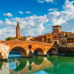 Bridge Ponte Pietra in Verona on Adige river