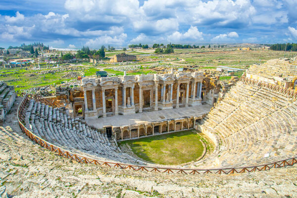 Roman,Amphitheater,In,The,Ruins,Of,Hierapolis,,In,Pamukkale,,Turkey.